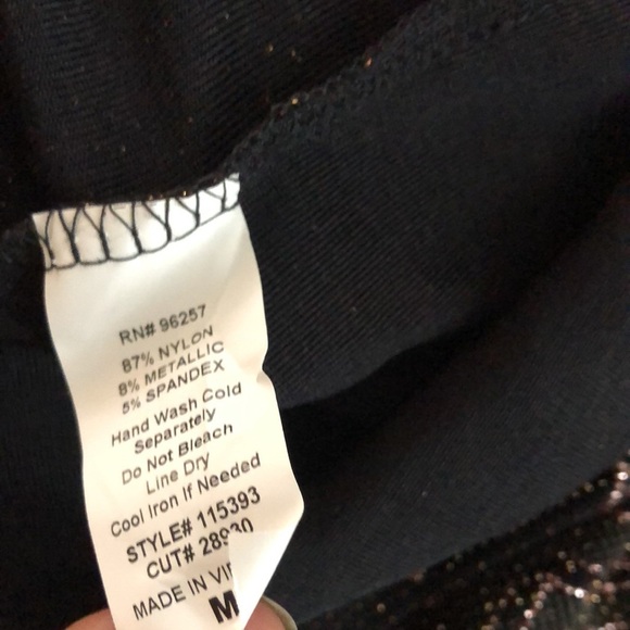 Vintage PerSeption Concept Metallic Glitter Cold Shoulder Stretch‎ Knit Top Sz M - Picture 10 of 10